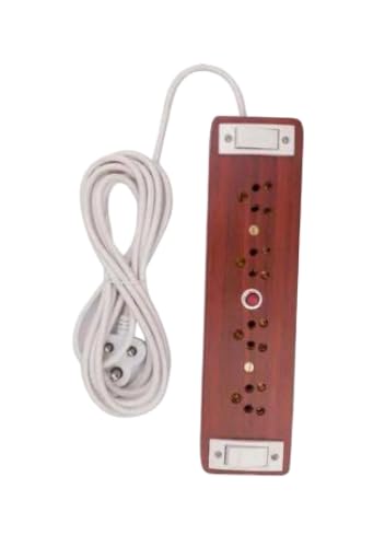 4 Pin Wooden Extension Board with 2 Individual Switches Mahogany
