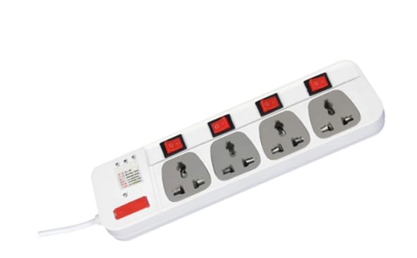 Generic Extension Board with 4 Sockets, 4 Switches, USB Ports, 5 Meter Cable, White
