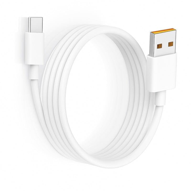 USB to Type-C cable Compatible with Honor 90, White 100 cm, 65W, Laptop & Mobile Charging Cable, Power Bank Charging Cable & Long-Length Cable