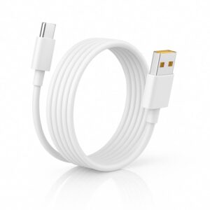 USB C phone charging cable Compatible with iQ00 Z10R � 100 cm White Cable, 22.5W Power, Compact Connector Head, Easy-Grip Connector, Power Bank Charging Cable