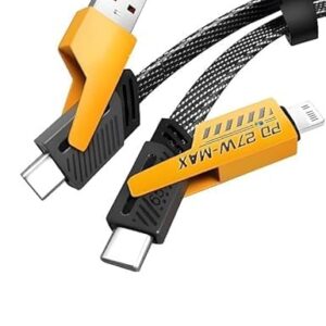 Multi-Function Fast Charging Cable, USB to Type-C, Data Transfer, Black and Yellow