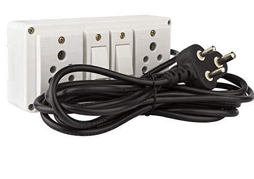 Heavy Duty PVC Extension Board 2 Socket and 2 Switch (2 Meters Wire)