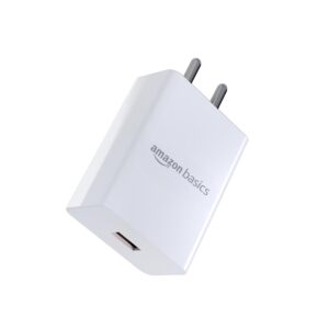Amazon Basics 18W Quick Charge 3.0 Wall Charger | USB Port | BIS Certified | Fast Mobile Charger for Android, TWS, Headphones & Power Banks, White
