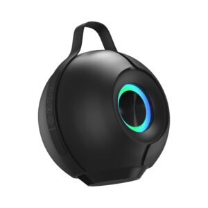 PremiumAV D-02 Portable Bluetooth v5.1 Speaker 10W with RGB Light Ring, 2000mAh Battery, TF Card & FM Playback, Compact Wireless Audio for Home Travel Outdoor � Black