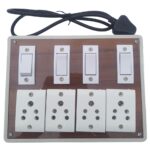 6A Extension Board | Multi-Sockets Switch & Heavy-Duty Cord | Compact Electric Power Strip for Home, Office, Lights & Festive Decor (4 Switch, 4 Socket, 3 Yards)