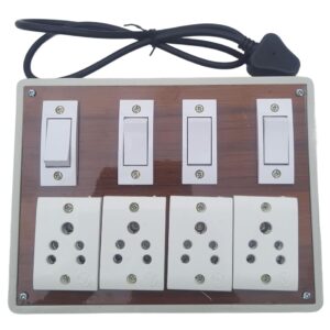 6A Extension Board | Multi-Sockets Switch & Heavy-Duty Cord | Compact Electric Power Strip for Home, Office, Lights & Festive Decor (4 Switch, 4 Socket, 3 Yards)