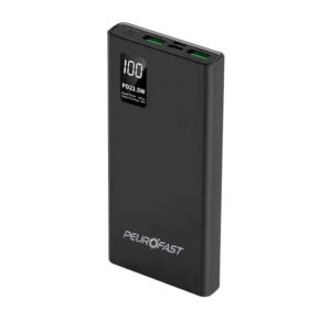 Peurofast 10000 mAh Power Bank Slim | 22.5W Fast Charging | Dual USB & Type C Ports, Simultaneosly Charges 3 Devices, for Smartphones, TWS Earbuds, Speakers, Tablets