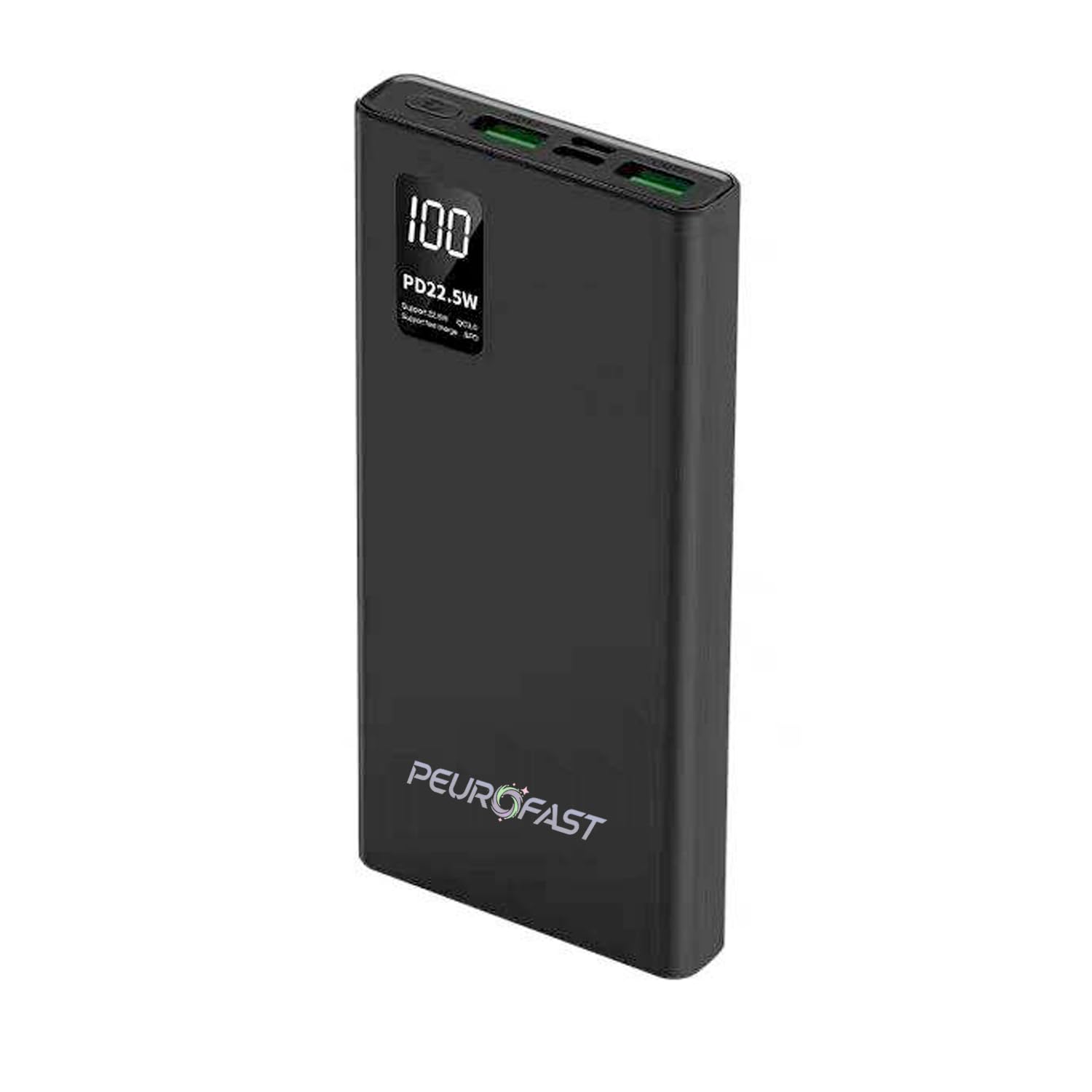 Peurofast 10000 mAh Power Bank Slim | 22.5W Fast Charging | Dual USB & Type C Ports, Simultaneosly Charges 3 Devices, for Smartphones, TWS Earbuds, Speakers, Tablets