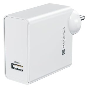 Portronics 25W Adapto 25A USB-A Fast Charging Adaptor, Fast Charging Protocols Like SuperVOOC/VOOC/WARP/Dash/Quick, Compatible with 25W Smartphone Such as OnePlus,Oppo,Realme(White)