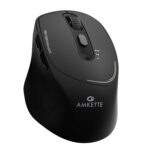 Amkette Hush Pro Epic Rechargeable Wireless Mouse/Bluetooth Mouse | 3 Device Connectivity (2xBT&2.4G)| 2400 DPI |Silent Switches| Premium Ergonomic Design Type C Charging | Black