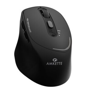 Amkette Hush Pro Epic Rechargeable Wireless Mouse/Bluetooth Mouse | 3 Device Connectivity (2xBT&2.4G)| 2400 DPI |Silent Switches| Premium Ergonomic Design Type C Charging | Black