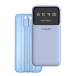 E GATE 105P Powerbank 10000mAh Fast Charging | Built-in Lightening & Type C Cable for iPhone, Android, TWS etc| Multi Device 22.5W Power Bank 5-in-1 Charger | USB X 2, Type C X 2 & Lightening (Blue)