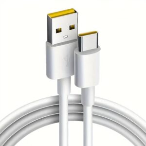 USB to C Charging Cable for Tecno Tecno Pova 7 � 60W Power Support, 100 cm, White, Power Bank Charging Cable & Low Power-Loss Design