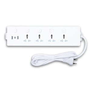 High Conductivity Power Strip with 4 Universal AC Sockets, 2 USB-A & 1 Type-C Ports, Individual Switches, LED Indicators, Child Safety Shutters, Wall Mountable Extension Board