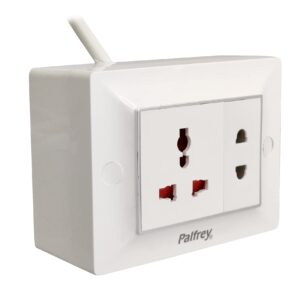 Palfrey Electric Extension Board - 1 Universal Socket and 1 Two Pin with 1.0 mm Heavy Duty 5 Meter Wire (White) (5 Meter) (1800W)