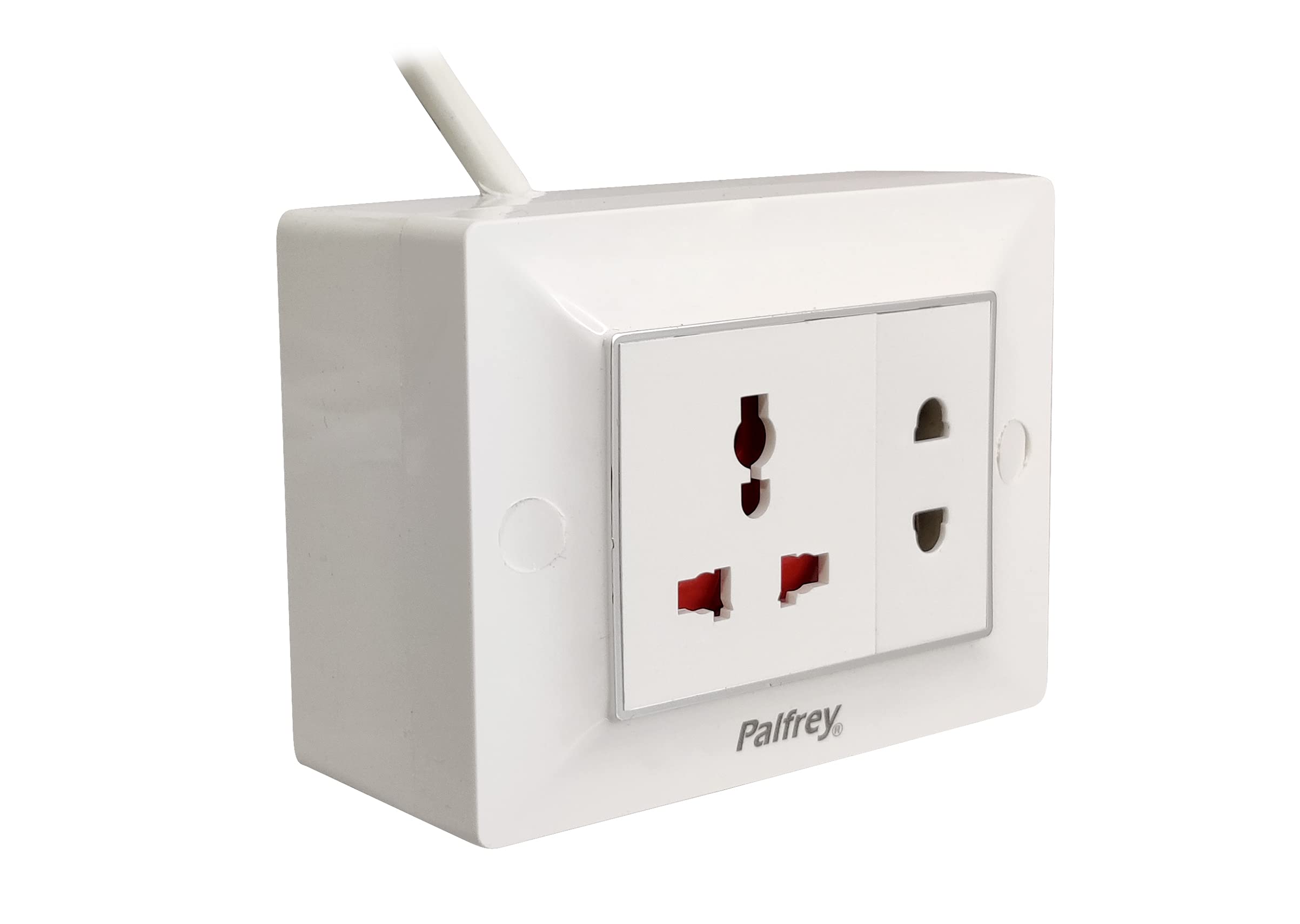 Palfrey Electric Extension Board - 1 Universal Socket and 1 Two Pin with 1.0 mm Heavy Duty 5 Meter Wire (White) (5 Meter) (1800W)