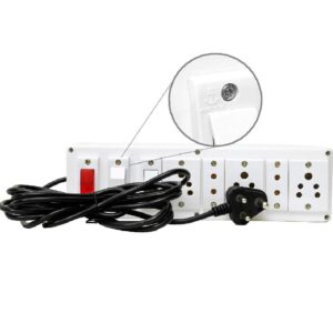 HI Plasst 1+5 Power Strip with 5 Pin Sockets, PVC Plug, Fuse Indicator, Shockproof, 4 Yard Cable - White (Multi-Plug Extension Board for Home/Office)
