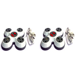 10 Amp 4 Way Extension Board Power Strip 4 Socket Extension Boards (White, Black) (2)