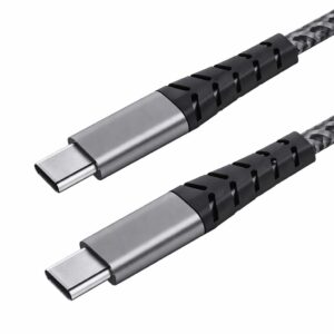 65W Fast Charging Type C to Type C Cable for iPhone, Smartphones, Tablets, Laptops, 1M Braided, PD Technology, 480Mbps Data Sync, Black and Grey