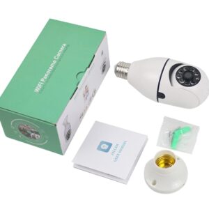 WiFi Panoramic Camera, 360� View Wireless Security Camera with Night Vision, E27 Bulb Socket, Smart Home CCTV Monitor, White