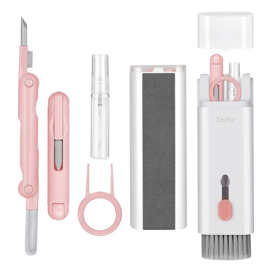 Zerfa 7 in 1 Electronic Cleaner Kit, Keyboard Cleaner Kit with Brush, 3 in 1 Cleaning Pen for AirPods Pro, Multifunctional Cleaning Kit for Earphone, Keyboard, Laptop, Phone, PC Monitor (Multicolor)