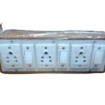 Multi-Plug Extension Board with 3 Sockets and 3 Switches � Heavy Duty Portable Electrical Switch Board for Home and Office Use (White & Wood Finish)