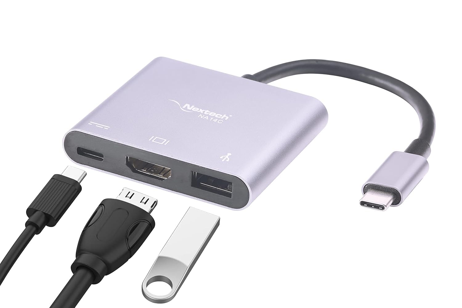 Nextech USB-C to 3-in-1 Multiport Dock � HDMI 4K, USB 3.0, 87W PD Charging Port, USB-C Hub for Laptop, MacBook, Smartphones, and Tablets