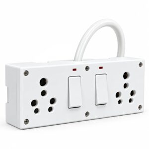Heavy Duty Extension Board Double (LED Indicator) 16A Switch & Socket | 2200W High Load Power | Suitable for Refrigerator & Home Appliances
