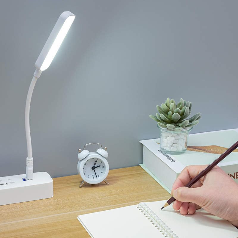 Adjustable LED Desk Lamp with USB Charging, White, for Reading, Writing, Working