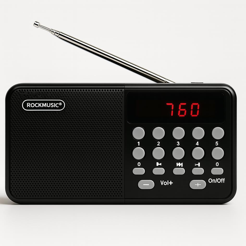 OTOOBESTPocket Blast FM Radio with Bluetooth Speaker with Powerful Sound,FM Recording, Antenna, 6w-12 Hours (Type-C Charging) and Number Pad (AUX, SD Card, USB Input) (FM- 615 Black)