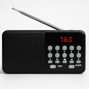 Pocket Blast FM Radio with Bluetooth Speaker with Powerful Sound,FM Recording, Antenna, 6w-12 Hours (Type-C Charging) and Number Pad AUX, SD Card, USB Input | Black (Pack of 1)