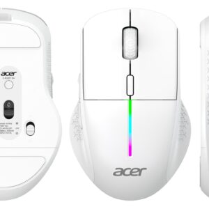 Acer Prism Dual Mode Wireless Mouse I 2.4G + Bluetooth I Silent Click I 3200 DPI (800-1200-2400-3200) I Rechargeable 500mAh I RGB LED I 6 Buttons I Lightweight 87g I Ergonomic Design for Laptop PC Mac