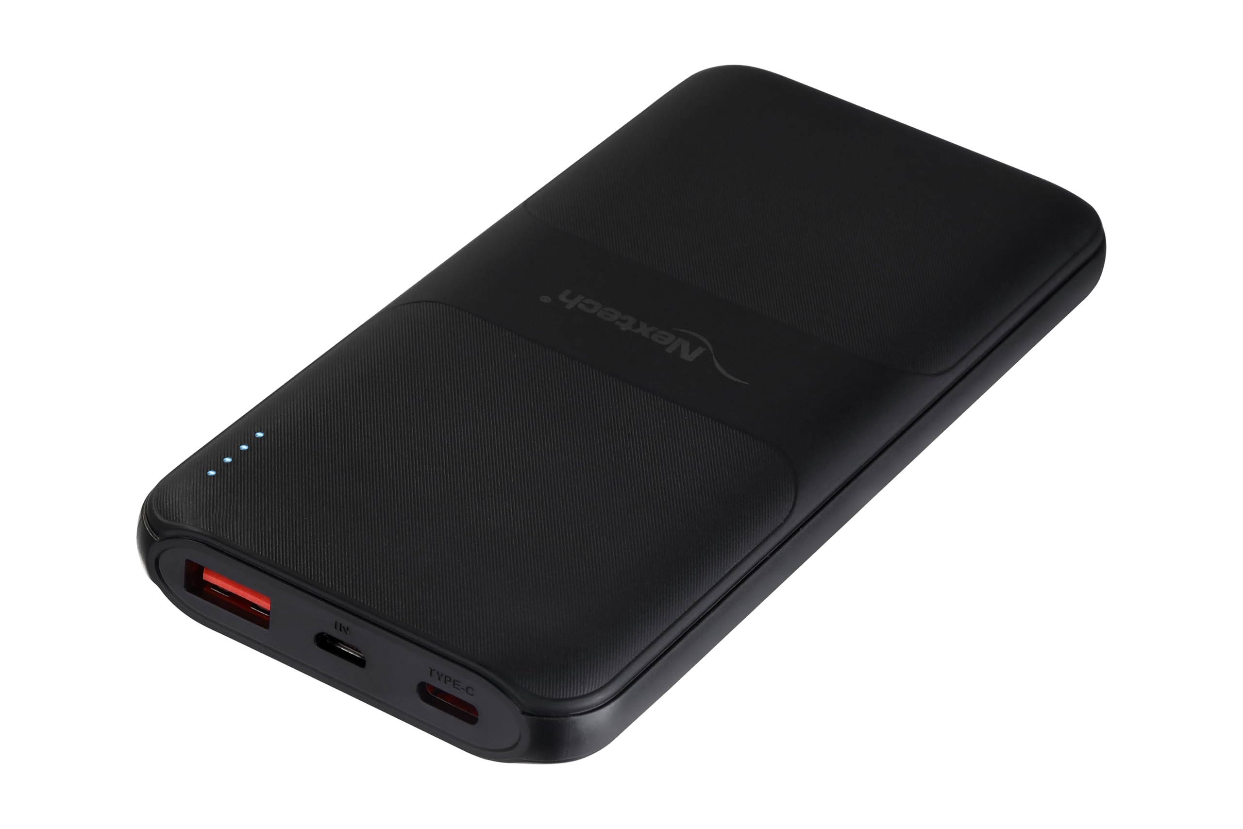 Nextech Slender 10000mAh Fast Charging Power Bank 22.5W PD QC 3.0, Ultra Slim Mini Powerbank with Type C Output, Compact Portable Charger for iPhone, Android Smartphones & Tablets - Charcoal Black