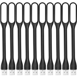 USB LED Light Lamp for Power Bank (10 PCS) Portable Eye Care Mini Night Light with Flexible Arm, USB Gooseneck Reading Lamps Book Light,Compatible for Desktop, Notebook Laptop (10-Black)