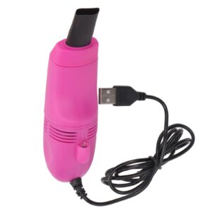 LJCM Mini Keyboard Cleaner, Lengthen Flat Head Stable Current USB Mini Keyboard Dust Vacuum Handheld for Nail Art (Rose Red)