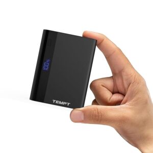 Tempt Fuel Compact 10000mAh Power Bank, 22.5W PD & QC Fast Charging (Black)
