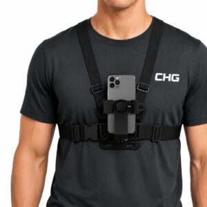 CHG Chest Phone Mount Body Harness Mobile Holder POV Recording Strap Bike Riding Chest Mount vlog Shooting Holder Adjustable Smartphone Harness Action Camera
