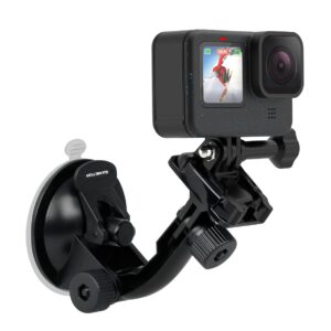Suction Cup Mount Compatible with Gopro Hero (2018), Fusion, Hero 7, 6, 5, 4, Session, 3+, 3, 2, 1 Cameras; Perfect for Car Windshield and Window