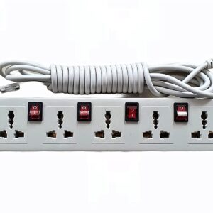 6+6 Switch Board Extension with Switch, Extension Cords, Extension Board with Long Wire, Extension Board for Computer, Surge Protectors, Switch Board Organizer 5 YARDS/12F,White