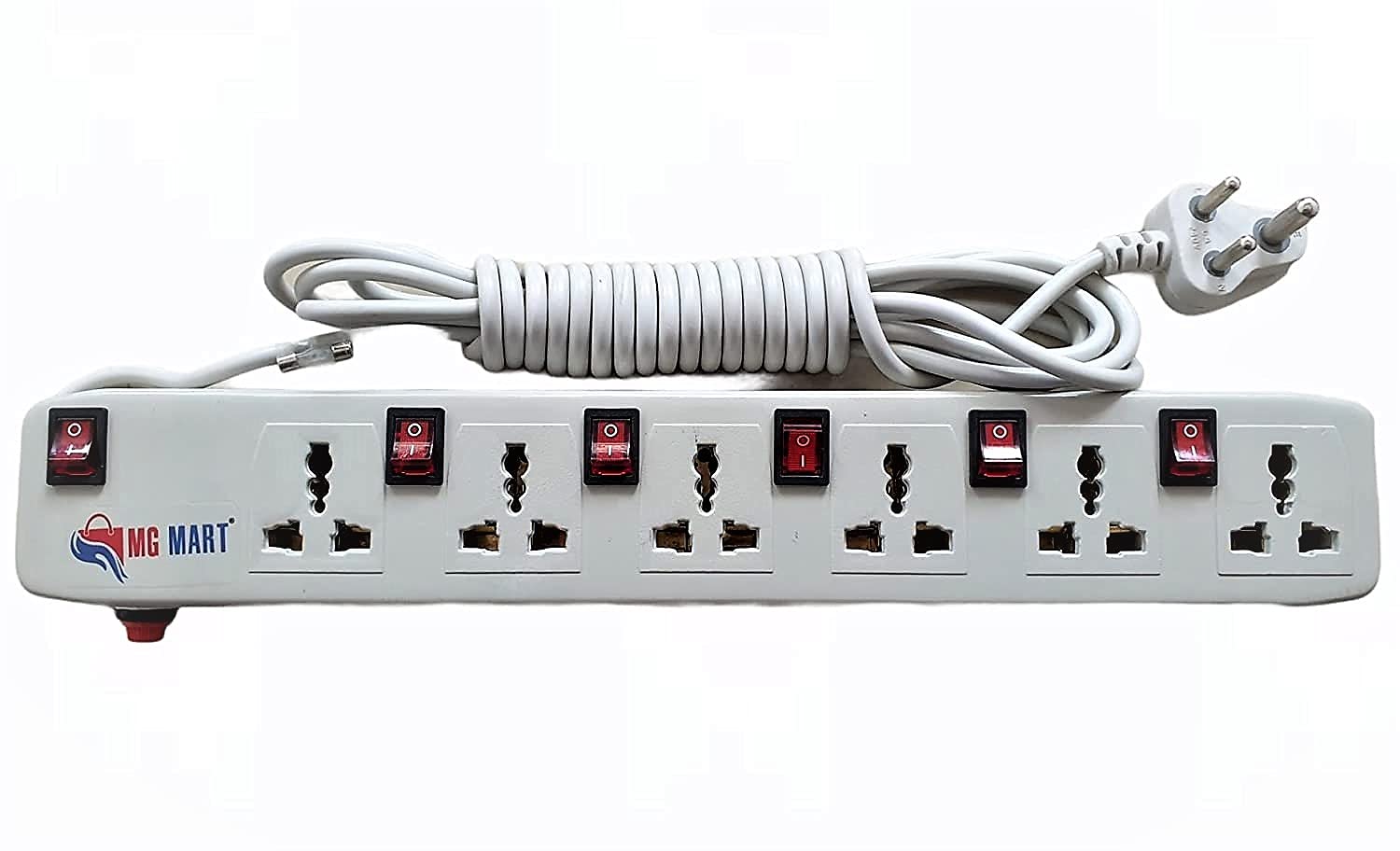 6+6 Switch Board Extension with Switch, Extension Cords, Extension Board with Long Wire, Extension Board for Computer, Surge Protectors, Switch Board Organizer 5 YARDS/12F,White