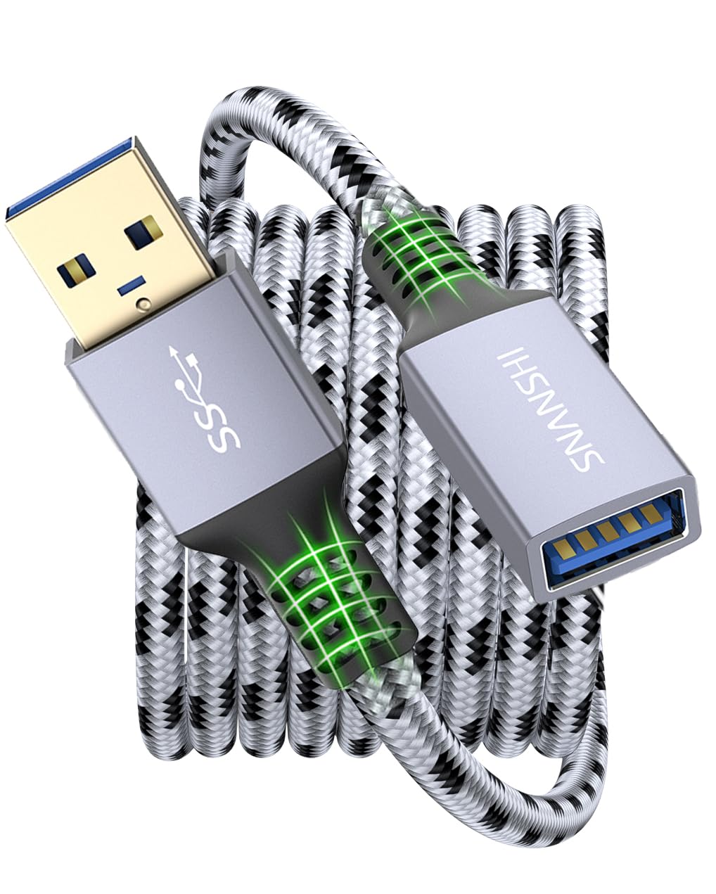 SNANSHI USB 3.0 Extension Cable 3ft, Type A Male to Female, High Data Transfer, Compatible with USB Flash Drive, Card Reader, Hard Drive, Keyboard, Printer, PS4