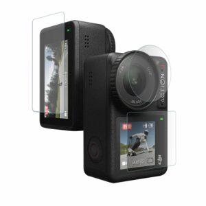 POPIO Military-Grade Gorilla Tempered Glass for DJI Osmo Action 4 Camera (Transparent) Edge To Edge Full Screen Coverage With Installation Kit, Complete Set Of 3 Glass