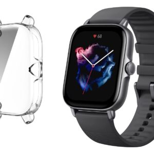 M.G.R.J� Silicone Soft Electroplated TPU Screen Protective Case Cover for Amazfit GTS 3 Smart Watch (Flexible|Clear)