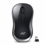 Ant GLOBE15 Wireless Mouse |2.4GHz High-Speed Connectivity |1200 DPI Optical Tracking |12M Battery Life |10m Range USB Plug & Play, Lightweight Ergonomic Design for Laptop,PC,Mac,Windows -Black/Silver