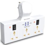 Power Champ 2.0 Cordless Extension Board with USB Ports and 3 Universal Sockets with Individual Switch Buttons and LED Indicators, Compatible for Electronic Devices