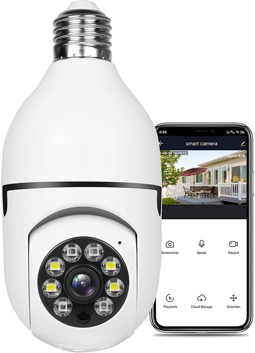 New Wi-Fi Camera CCTV Camera 1080p Wireless PTZ Bulb Shape | Indoor 360� Smart Home Security Camera Light Vision 24x7 Continuous Recording with Motion Sensor LED Lights 4.2