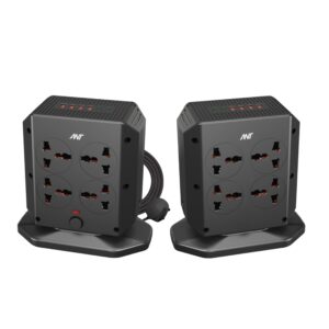 Ant ELECTRAPOLE Tower Power Strip Extension Board 8 Universal Sockets 4USB & 2 Type-C Ports 2500W 10A Surge Protector Multi Plug Charging Station Vertical Power Strip for Home Office Desk Gaming Setup