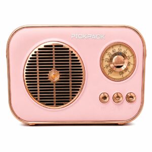Retro Style Bluetooth Speaker with Vintage Radio Design, Portable Wireless Music Speaker with Classic Tuning Dial, Large Speaker Grille & Easy Front Controls for Home, Bedroom & Desk