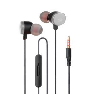 Zeb-Bloom Wired Headphones with 3.5mm Jack and 1.2m Cable (Black+ silver)