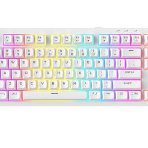 AZOTH Onyx White 87 Keys Gaming Membrane Keyboard, RGB Backlit with 9 Modes, Type C Wired, 26-Key Anti-Ghosting, ABS+PC Keycaps, Compact Layout, Braided Cable, USB for PC Laptop Desktop